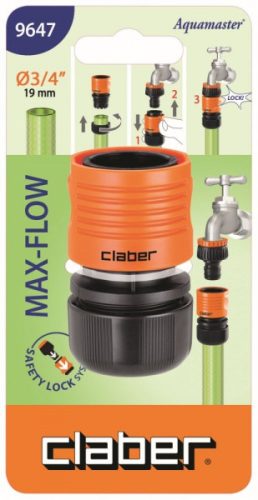 GYORSCSATLAKOZÓ CLABER 9647 3/4'' 19 MM-ES TÖMLÕHÖZ MAX-FLOW