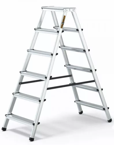 LÉTRA ALU basic kétoldalas zsámoly 2x6 Drabest 125 kg