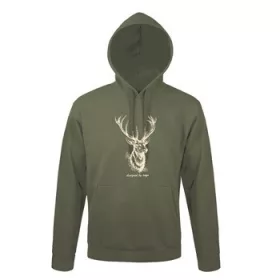   TOP_HOODY-H_DEER_HEAD L kapucnis pulóver (szarvas minta) ARMY 50% pamut 50%poli
