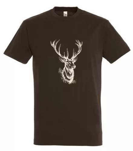TOP kereknyakú póló szarvasfej mintával, 100% pamut, 190gr/m2, L (S-4XL)