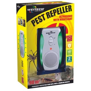 Weitech Ultrahangos éjszakai kártevő riasztó 90 m2/hálózatról működik