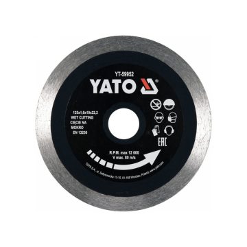   YATO Gyémánt vágótárcsa 125 x 1,6 x 10 x 22,2 mm folytonos