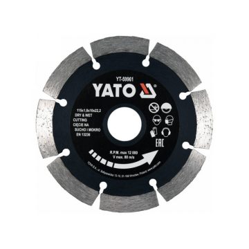   YATO Gyémánt vágótárcsa 115 x 1,8 x 10 x 22,2 mm szegmentált