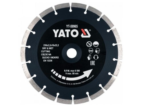 YATO Gyémánt vágótárcsa 230 x 2,2 x 10 x 22,2 mm szegmentált