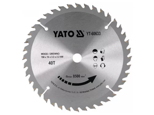 Yato fűrésztárcsa fához190x16x2,2mm