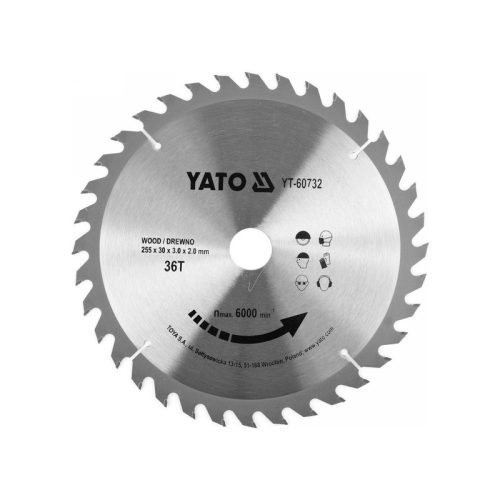 YATO Fűrésztárcsa fához 255 x 30 x 2,0 mm / 36T